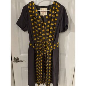 Myrtlewood of California Polka Dot Dress Pleated‎ Retro Style L